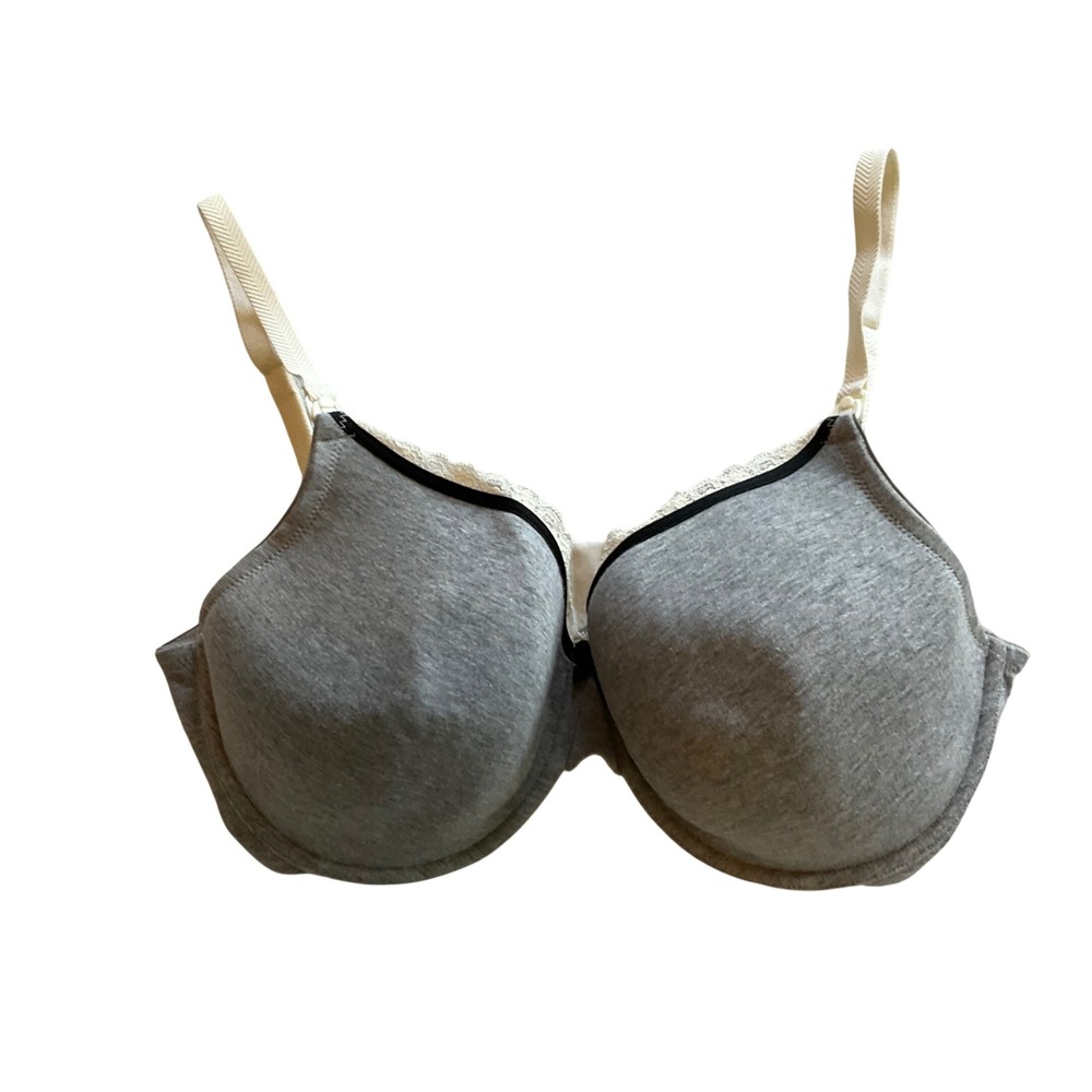 Motherhood Intimates Heather Gray Lace Trim Nursing Bra 36DDD Maternity
